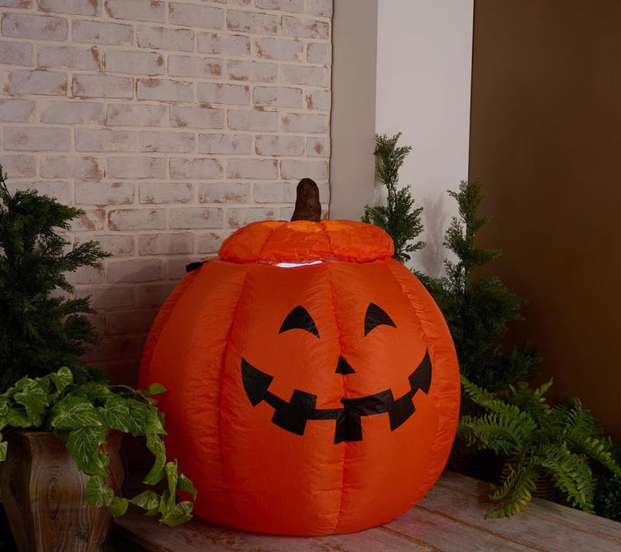 Hay & Harvest 48" Inflatable Peek-A-Boo Ghost with Jack-O-Lantern