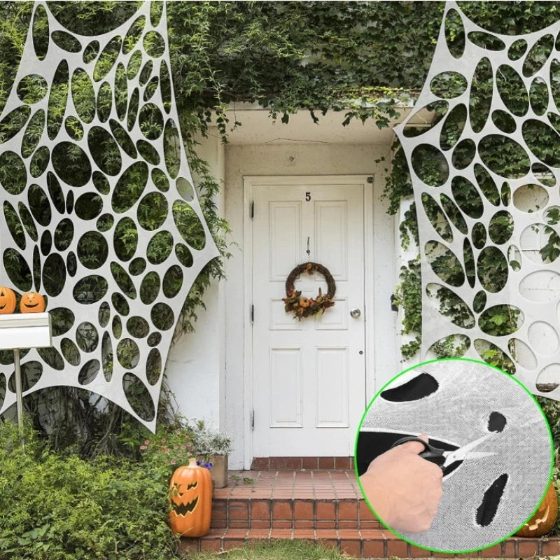 Giant Halloween Stretchable Spider Web Cotton Cobweb Decor for Haunted House Graveyard Indoor Outdoor Scary Party Supplies