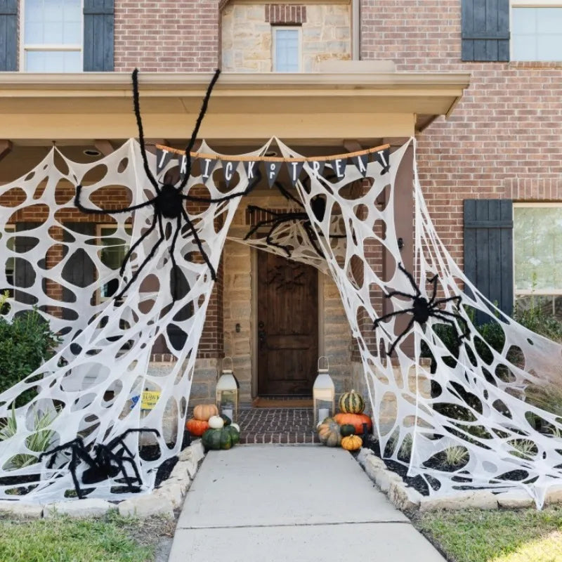 Giant Halloween Stretchable Spider Web Cotton Cobweb Decor for Haunted House Graveyard Indoor Outdoor Scary Party Supplies