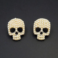 Faux Pearls Skull Shape Stud Earrings
