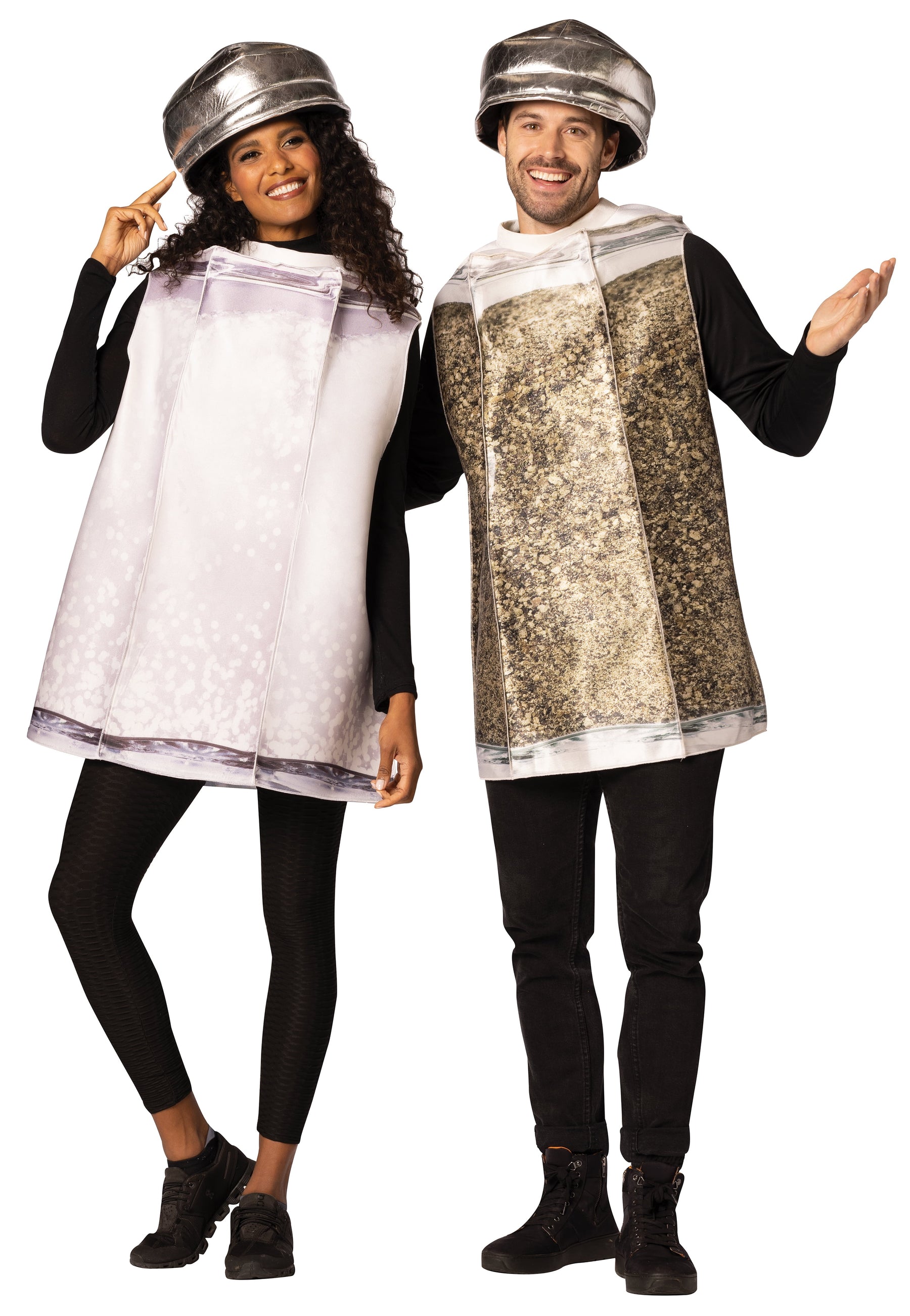 Pepper & Salt Shaker Couple Halloween Costume, White & Black, Adult One Size, 10379