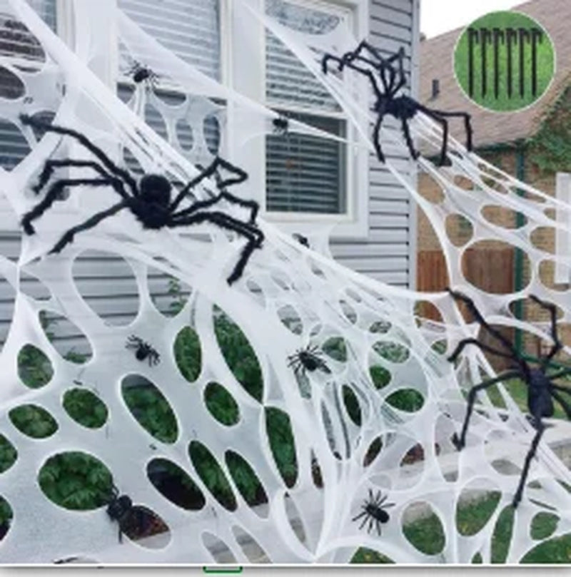 Giant Halloween Stretchable Spider Web Cotton Cobweb Decor for Haunted House Graveyard Indoor Outdoor Scary Party Supplies