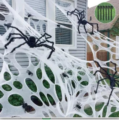 Giant Halloween Stretchable Spider Web Cotton Cobweb Decor for Haunted House Graveyard Indoor Outdoor Scary Party Supplies