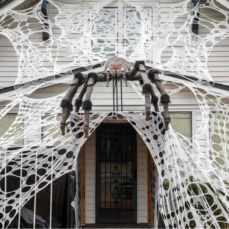 Giant Halloween Stretchable Spider Web Cotton Cobweb Decor for Haunted House Graveyard Indoor Outdoor Scary Party Supplies